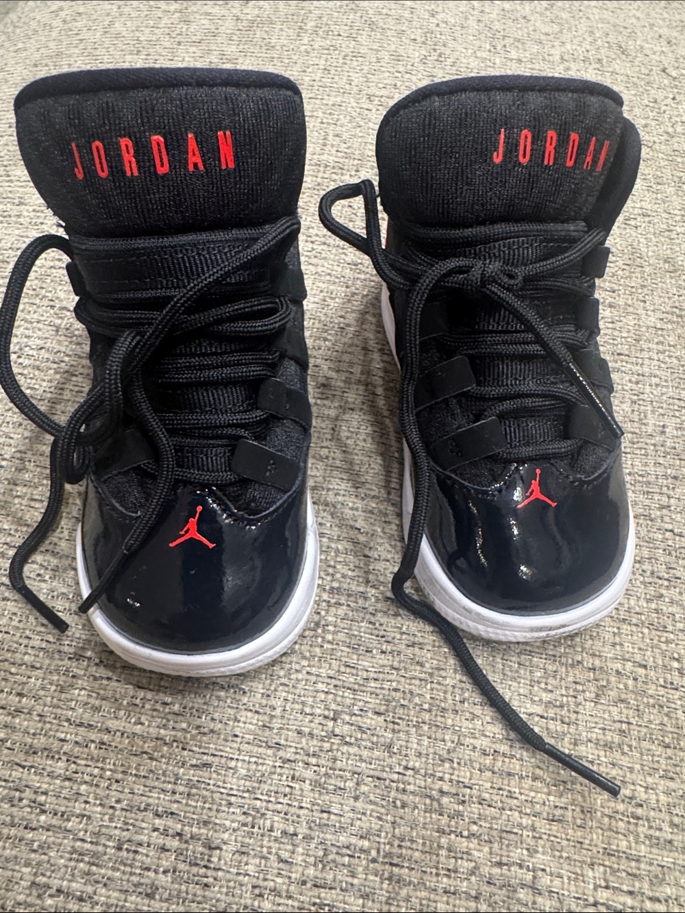 Jordan Kids Black and Red High-Top Sneakers